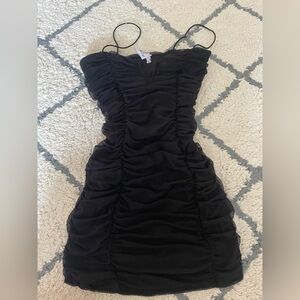 Elegant Black Ruched Dress